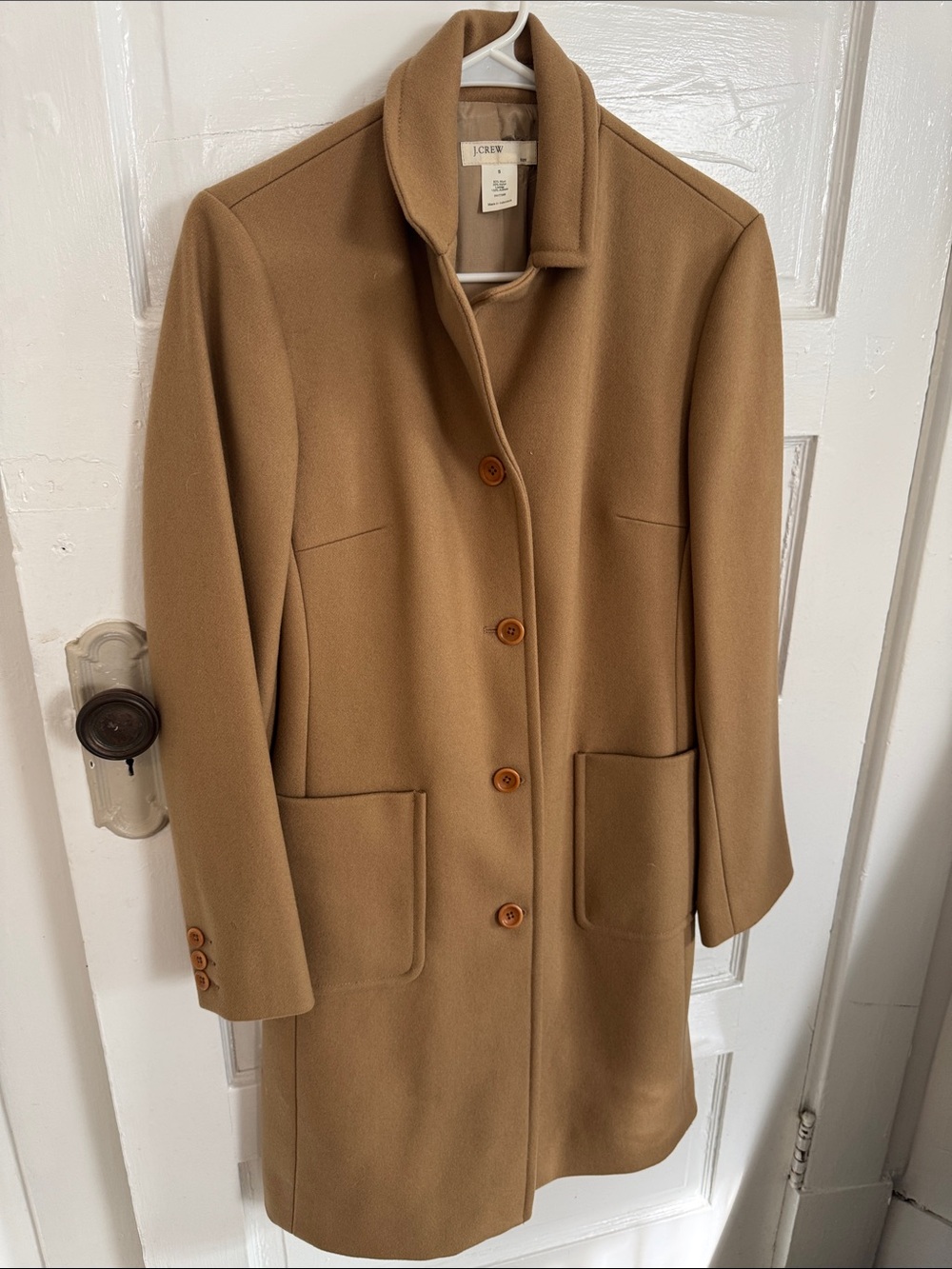 J. Crew Camel Wool-Blend Single-Breasted Coat